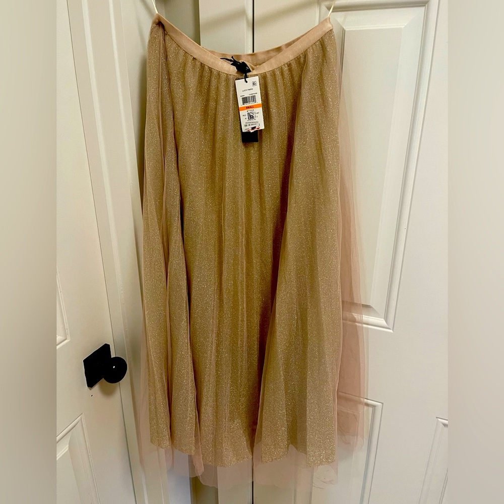 Lucy Paris Holiday shimmer pleated midi skirt size small